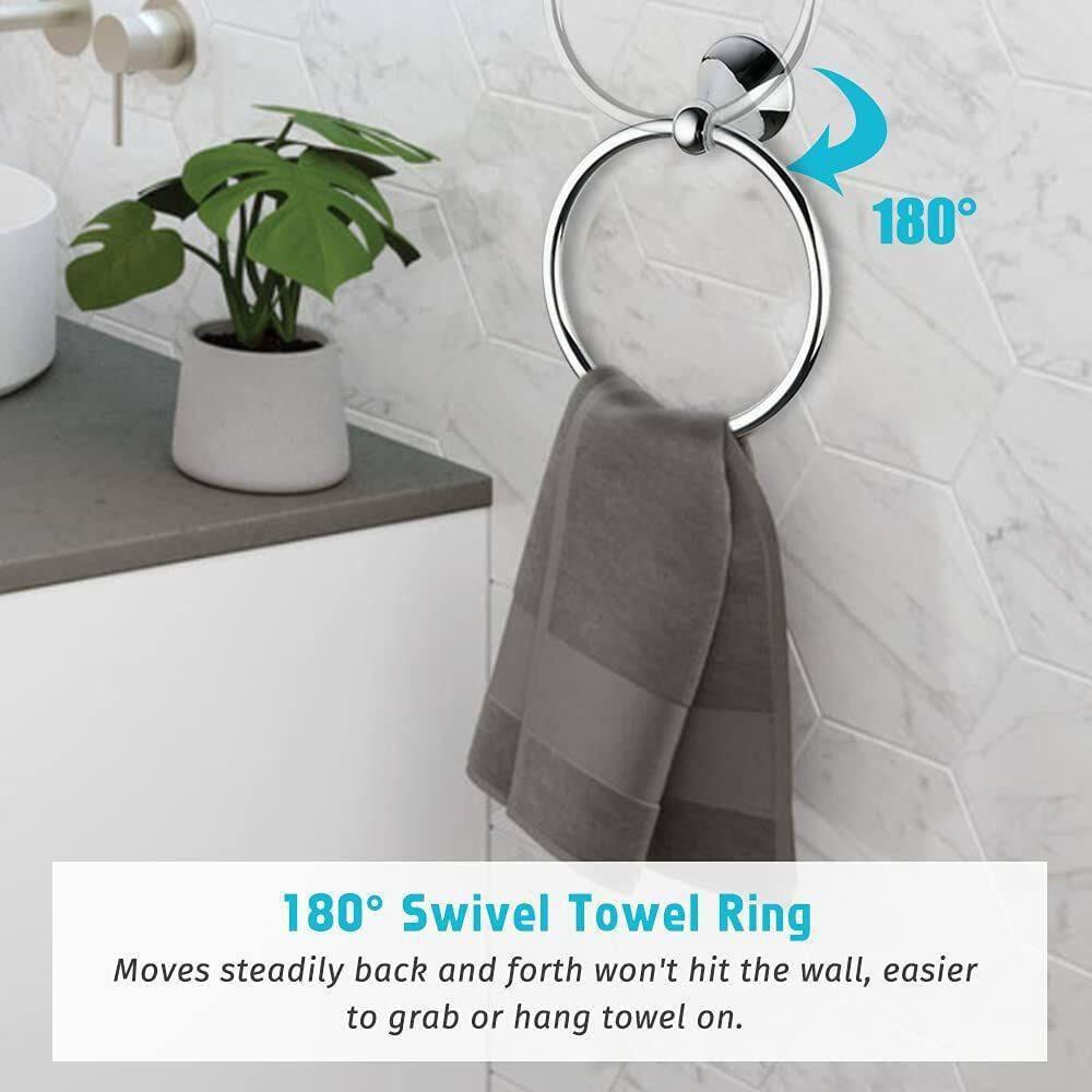 4 Piece Bathroom Accessory Set(Adjustable Towel Bar, Towel Ring, Toilet Paper Holder,Towel Hook), Wall Mounted Bathroom Hardware Accessories Set,Chrome