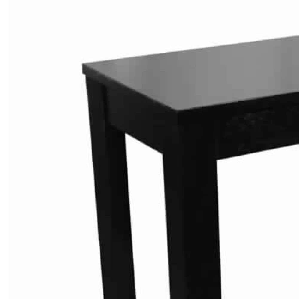 Wooden Chairside Table with Bottom Shelf & Block Legs - Black