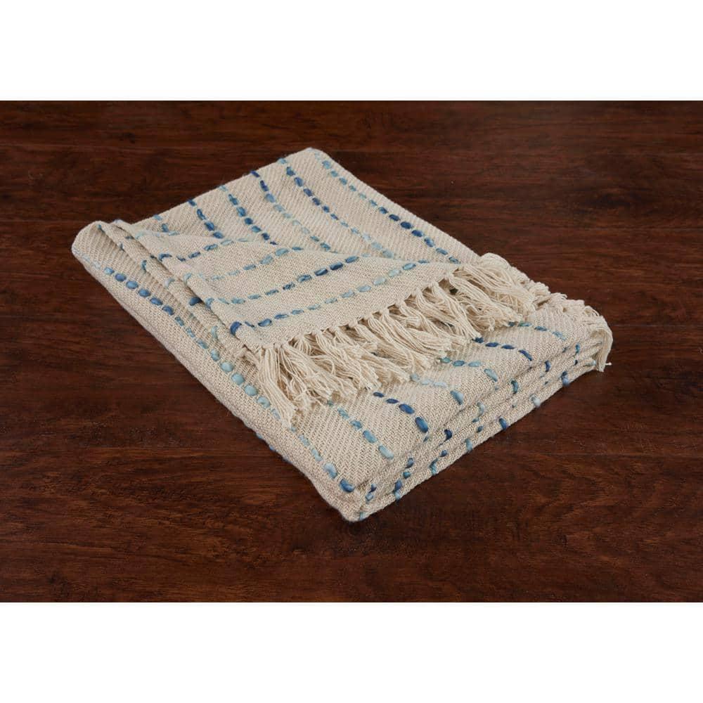 Rajani Home Deep Ombre Striped Handmade Woven Throw Blanket with Fringe