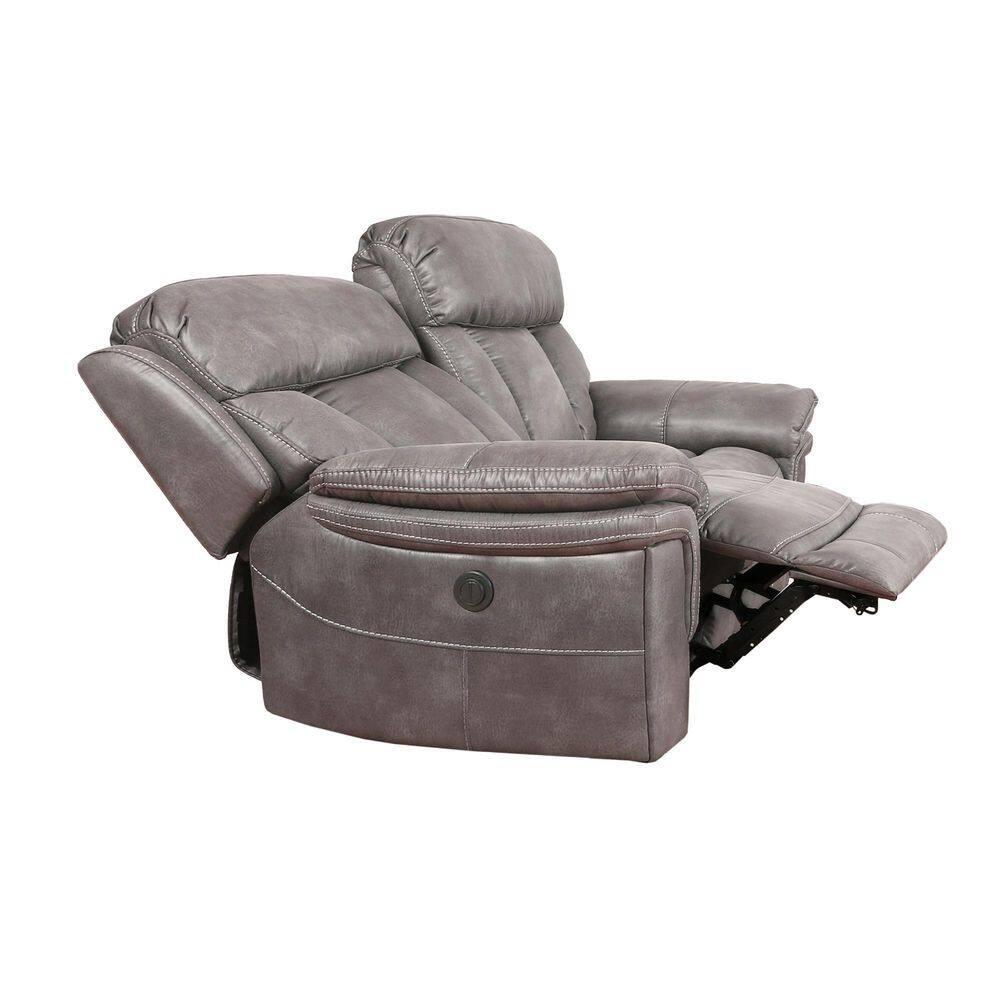 Estelle Power Loveseat in Gunmetal Fabric