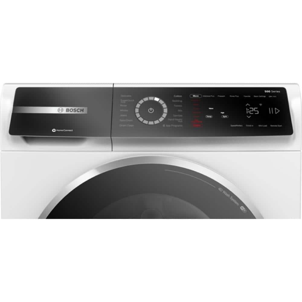 Bosch 500 Series White Smart Front Load Washer with Stainless Steel Drum