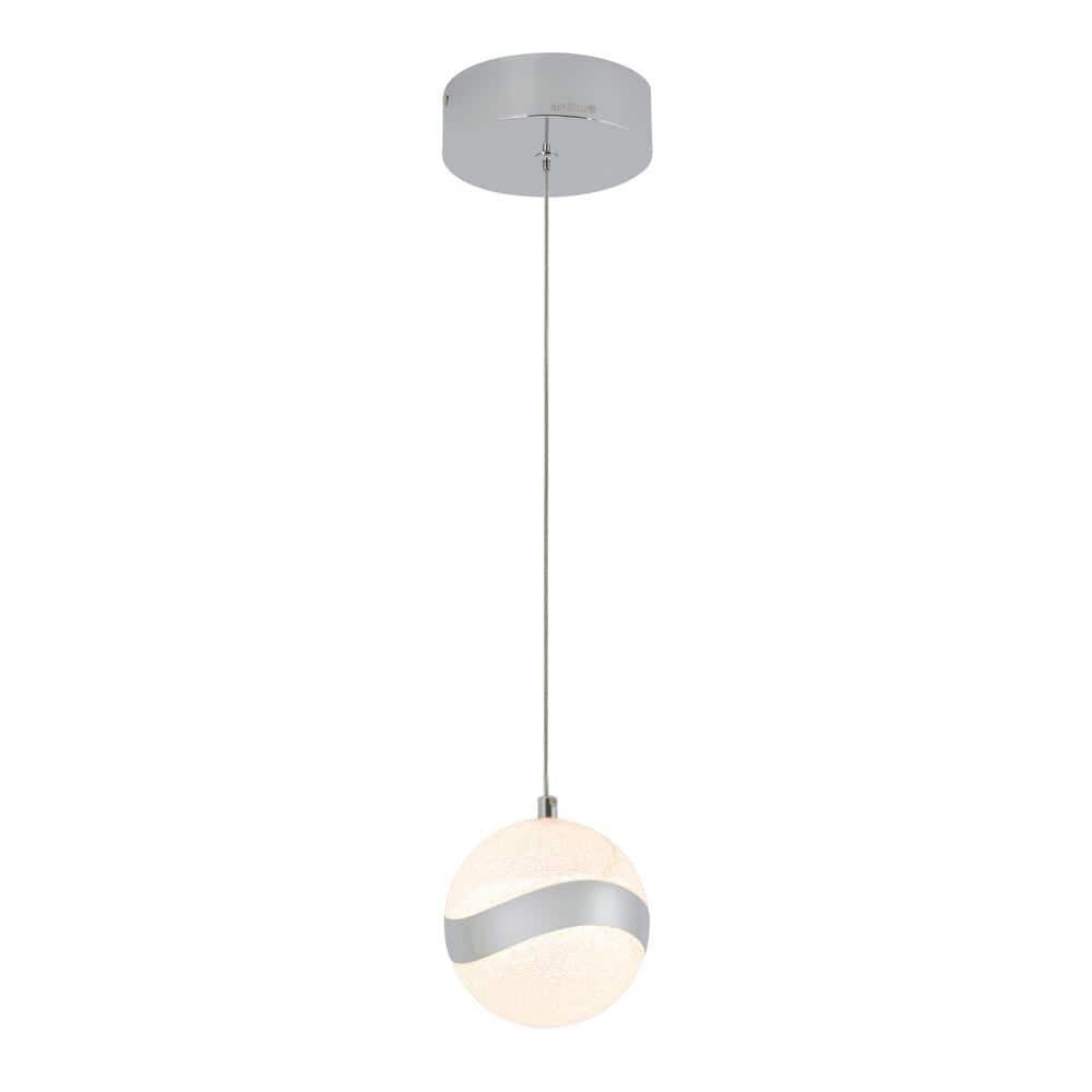 Artika Wavey Integrated LED 1-Light Pendant, Chrome Finish