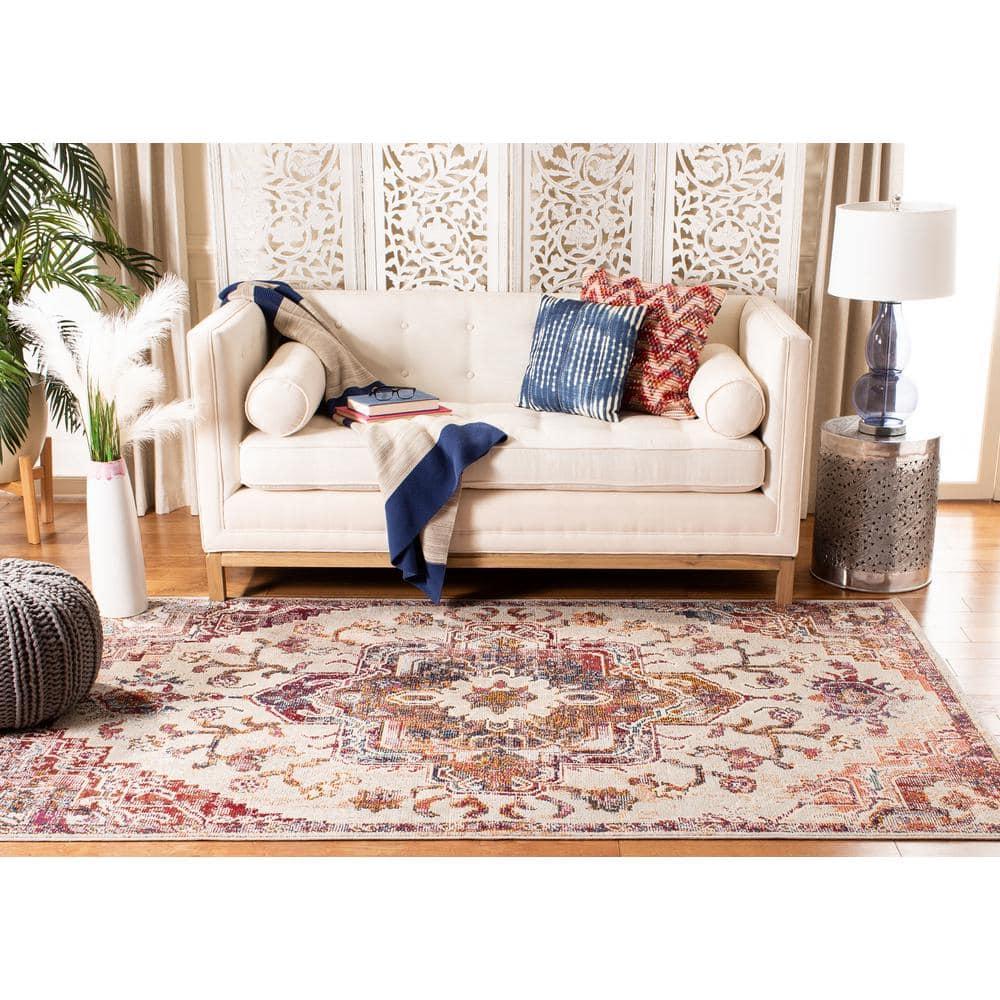 Crystal CRS501 Loomed Indoor Area Rug - Light Blue/Burgundy - 9'x12' - Safavieh