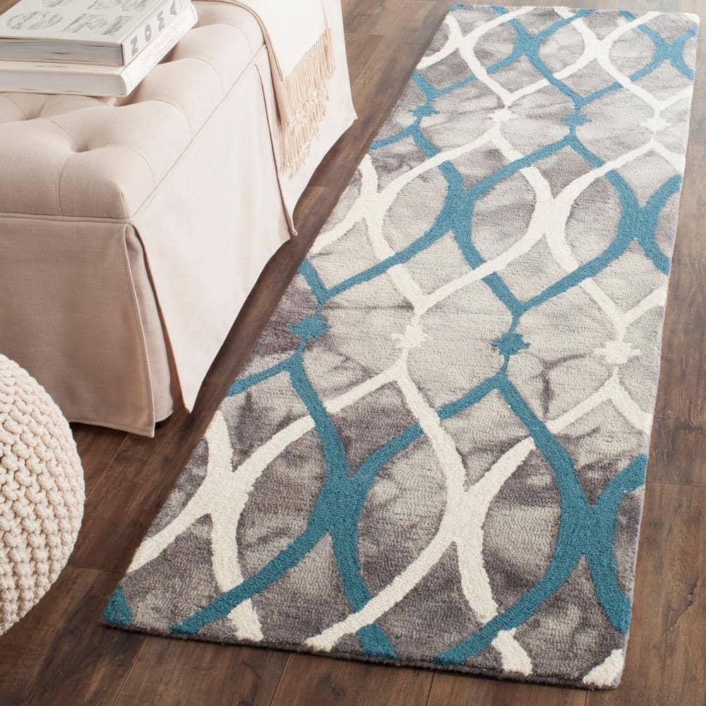 Dip Dye DDY534 Hand Tufted Runner Rug - Grey/Ivory Blue - 2'3"x14' - Safavieh.