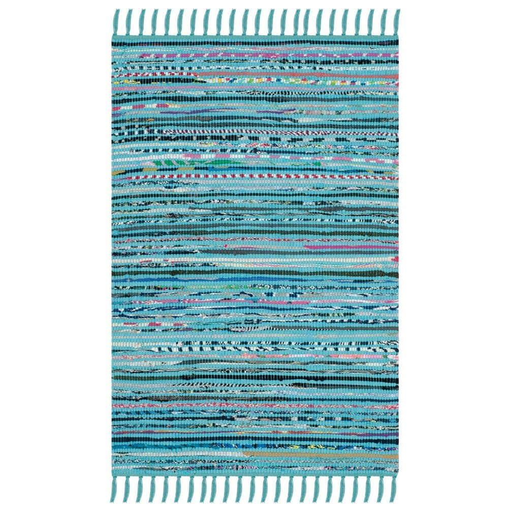 Rag Rug RAR125 Hand Woven Indoor Accent Rug - Turquoise/Multi - 2'x3' - Safavieh.