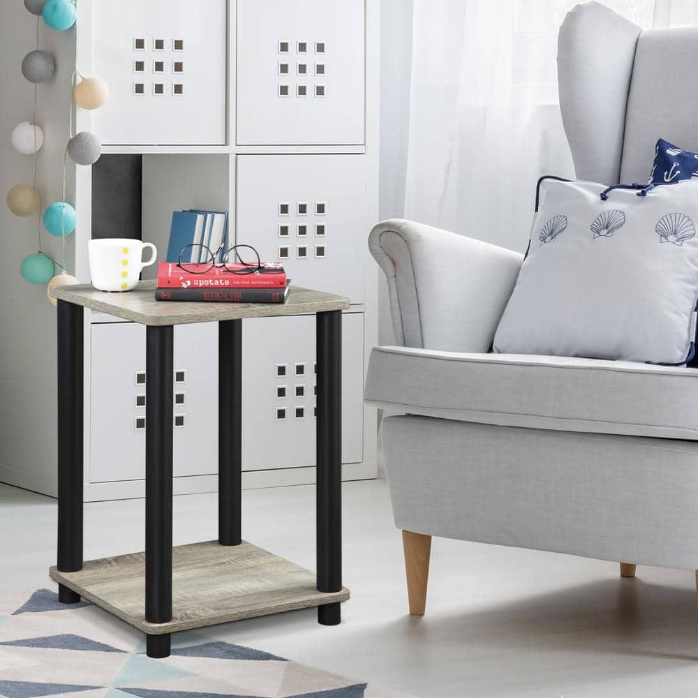 Furinno Turn-N-Tube End Table, Square,Black,Wood