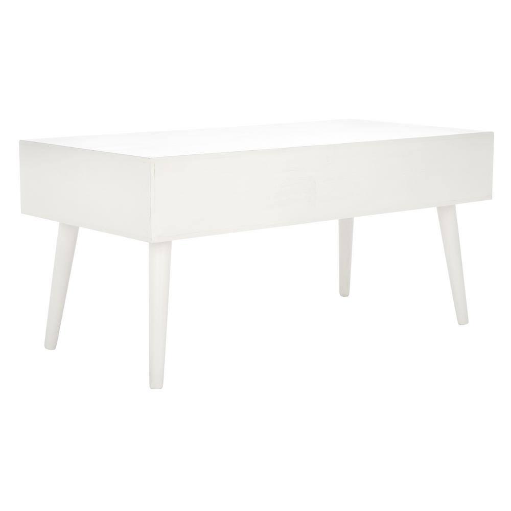 Mozart Mid-Century Coffee Table - Distressed White - Safavieh