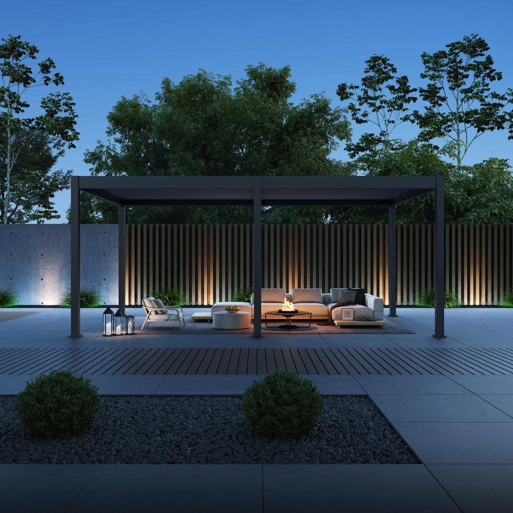 Paragon-Outdoor Grand Tuscan Aluminum Louvered Slate Gray Pergola