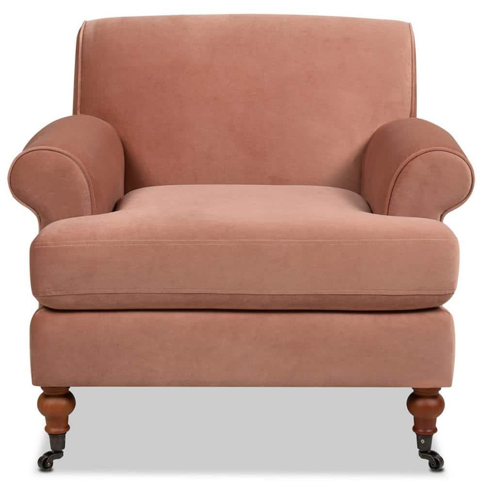Jennifer Taylor Home Alana 38" Lawson Large Living Room Accent Arm Chair with Metal Casters, Peach Orange