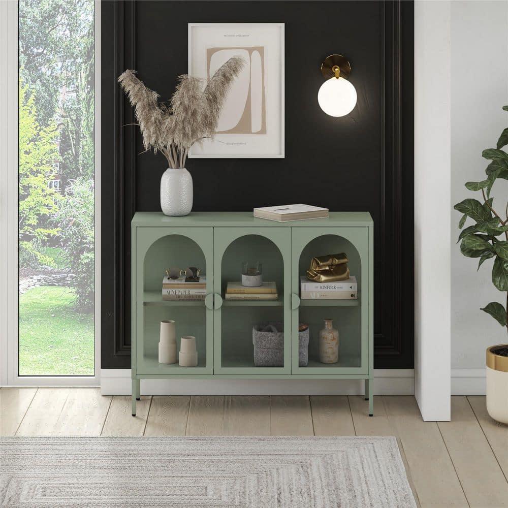 CosmoLiving by Cosmopolitan Chloe Metal Accent Cabinet With 3 Arched Glass Doors