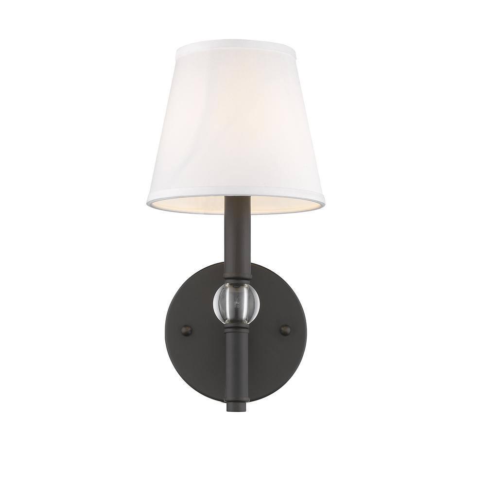 Golden Lighting Waverly 1-Light Wall Sconce in Rubbed Bronze with Classic White
