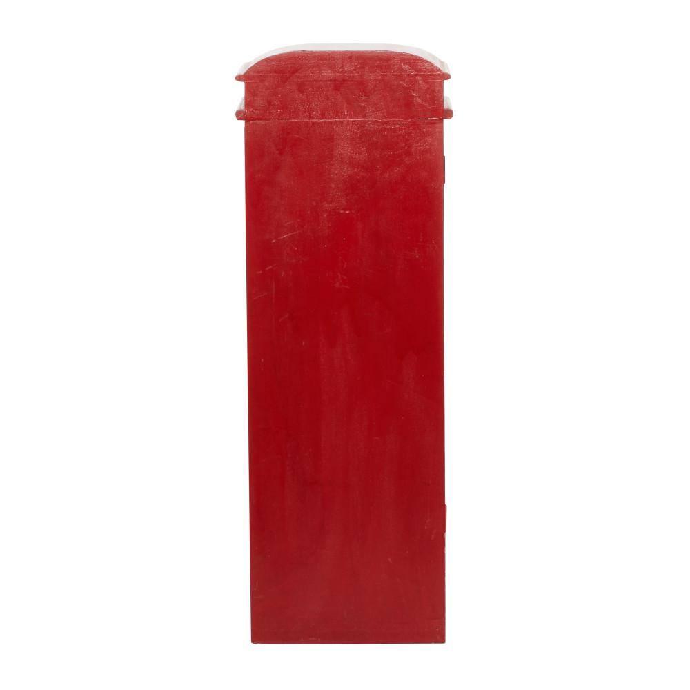 DecMode 11" x 30" Red Wooden London Telephone Booth 2 Shelf Storage Unit, 1-Piece