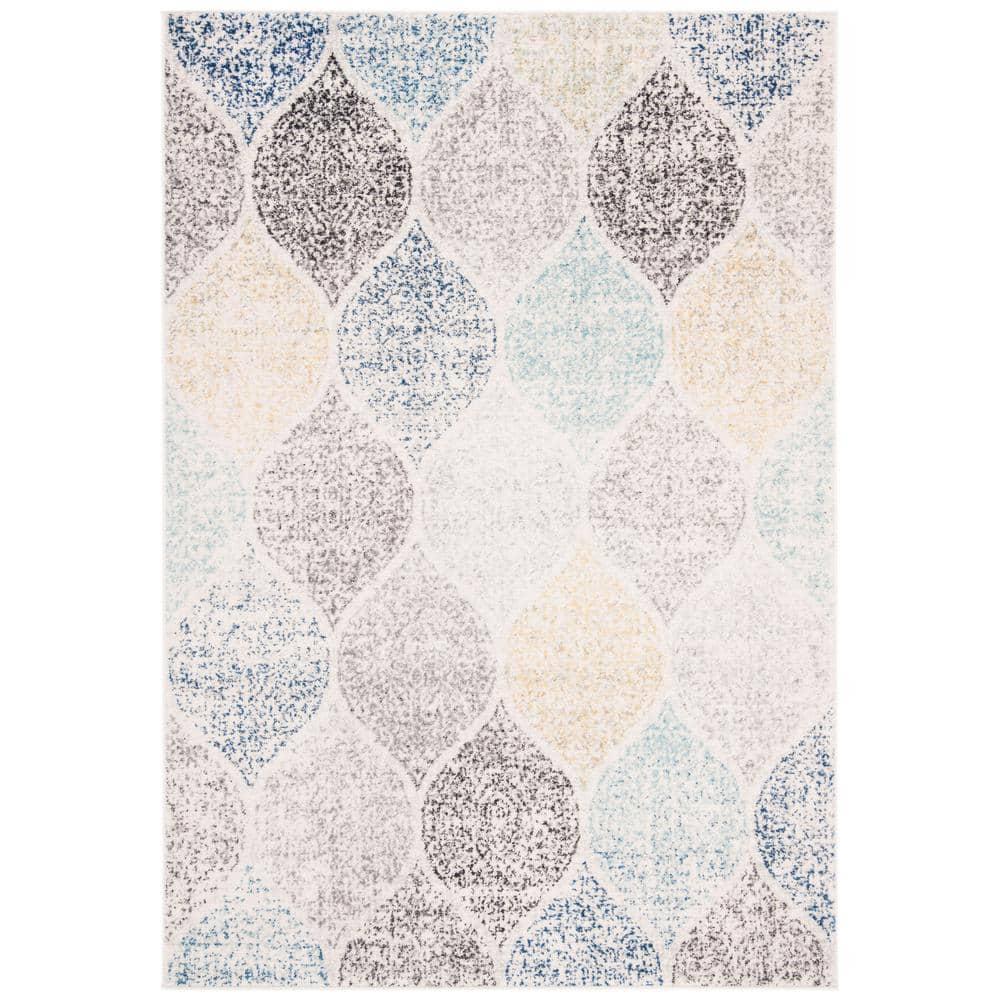 Madison MAD604 Power Loomed Indoor Area Rug - Ivory/Blue - 6'7"x9'2" - Safavieh