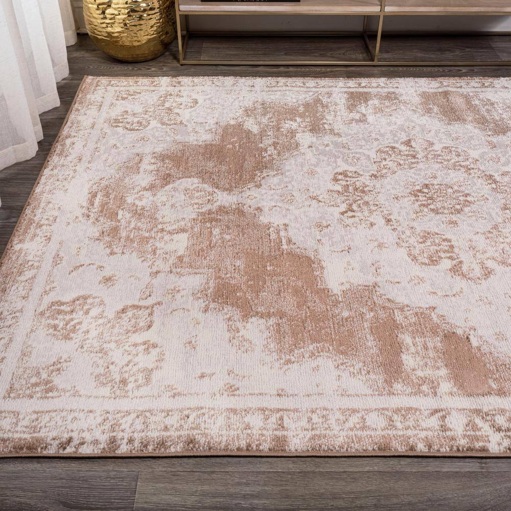 4'x6' Alhambra Ornate Medallion Modern Area Rug, Brown/Cream - JONATHAN Y