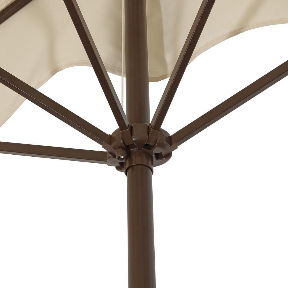 JONATHAN Y Sidney 9 ft. Classic MidCentury Rectangular Half Market Patio Umbrella with Crank, Wind Vent and UV Protection in Cream/White
