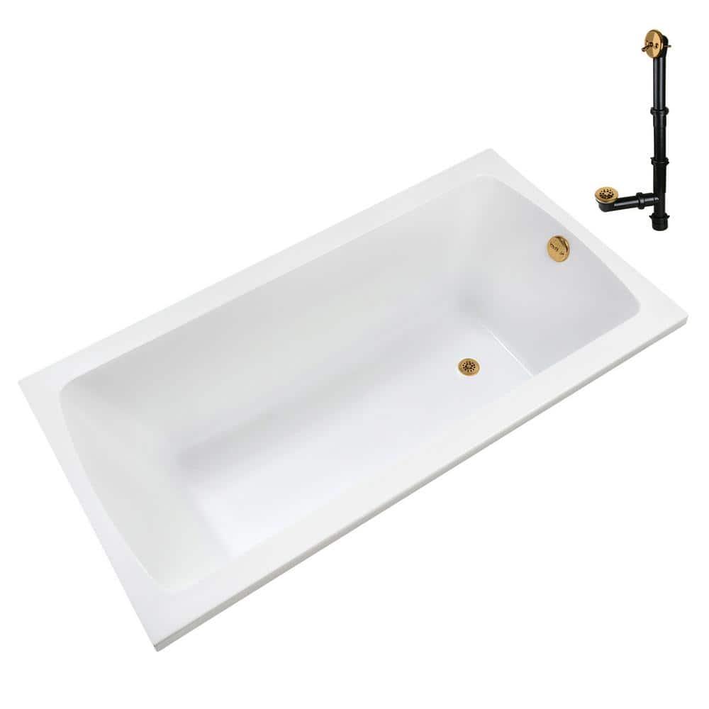 60'' x 32'' Acrylic Soaking Drop-In Bathtub, Drain Included
