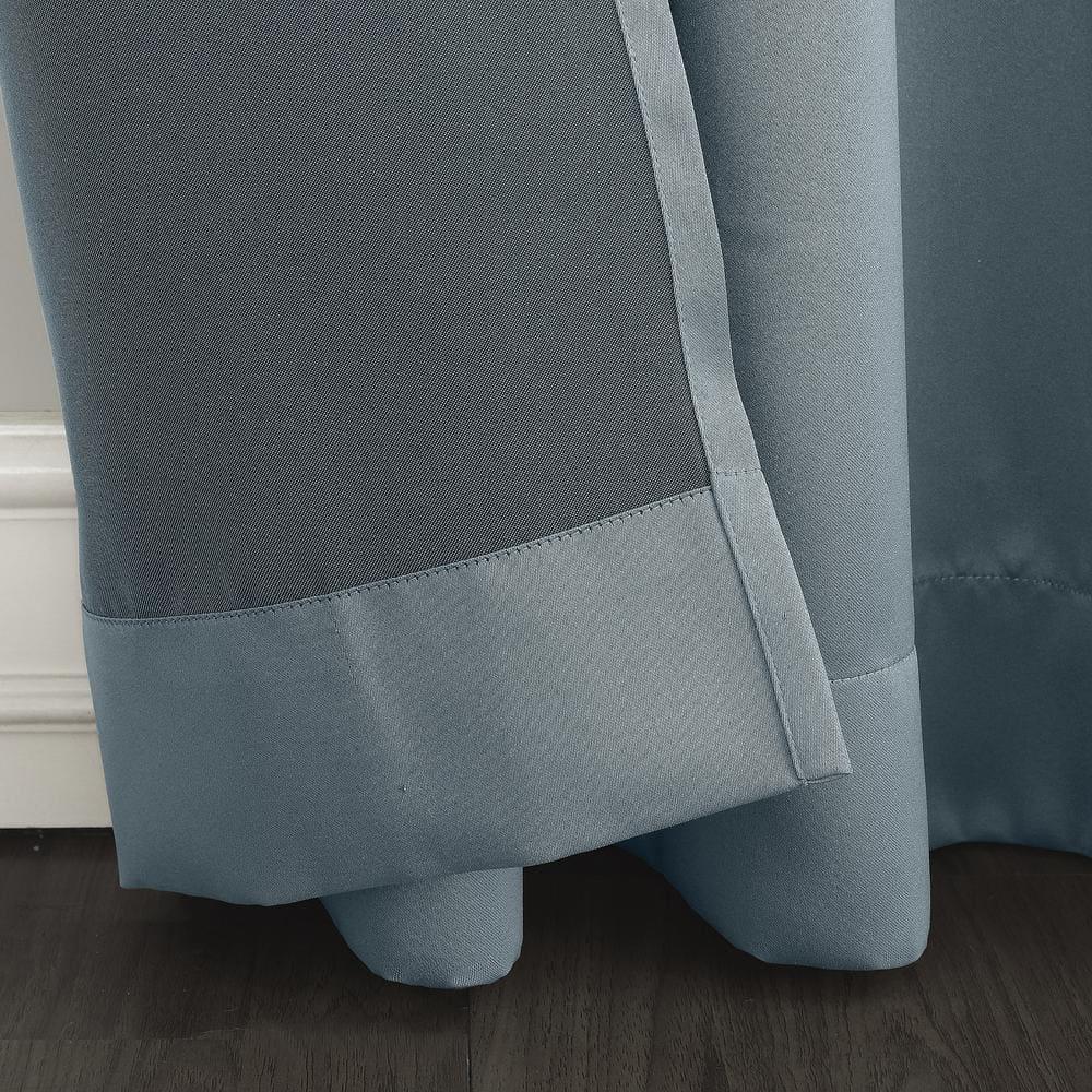 54"x63" Sun Zero Room Darkening Seymour Grommet Curtain Panel Vintage Blue: Modern Thermal Insulated, Noise Reduction