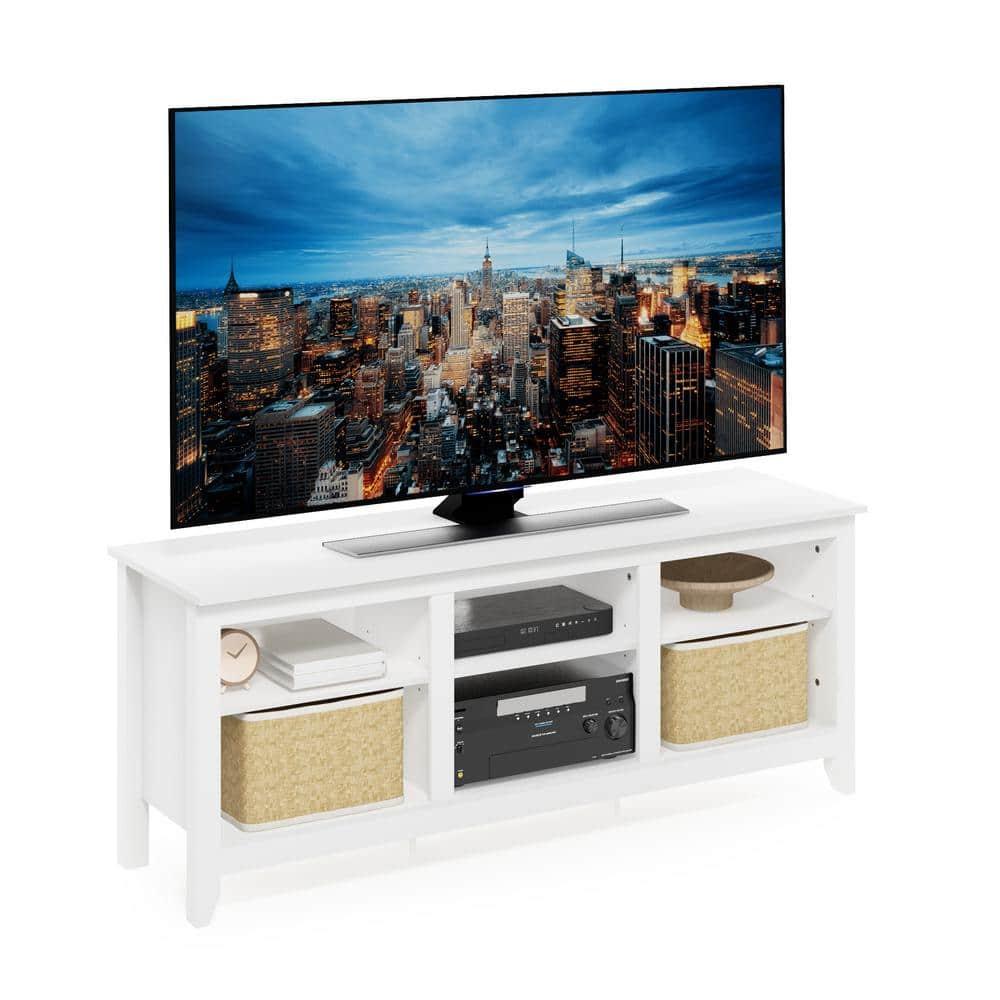 Furinno Jensen TV Entertainment Center for TV up to 65 Inch, Solid White