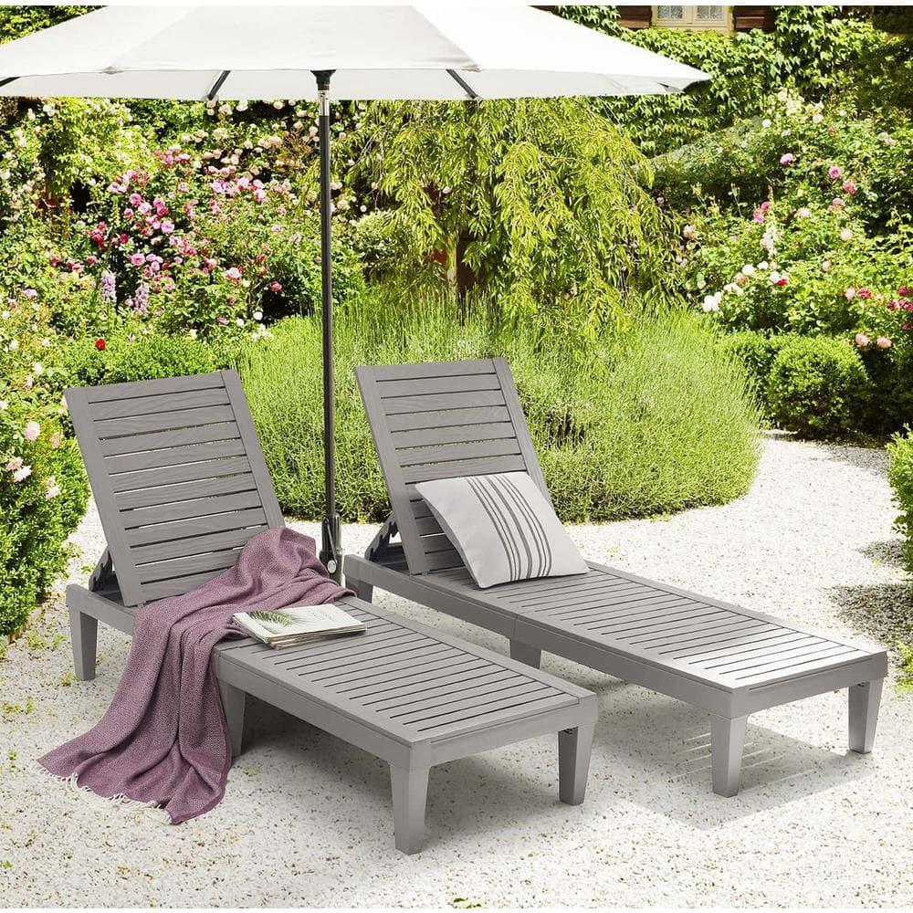 Nestl Nestl Waterproof, Lightweight, and Adjustable Outdoor Polyresin Chaise Lounge Chair Set (Set of 2)