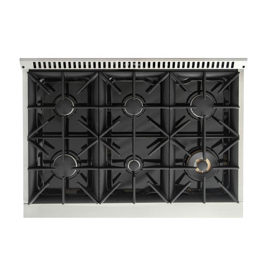 36 in. 5.2 cu. ft Dual Fuel Range for Natural Gas Sealed Burners in Green.