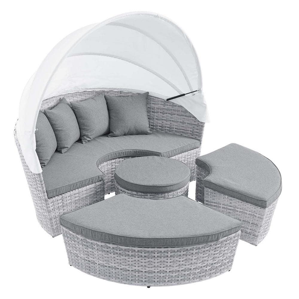 Modway Scottsdale Aluminum and Fabric Canopy Patio Daybed in Light Gray