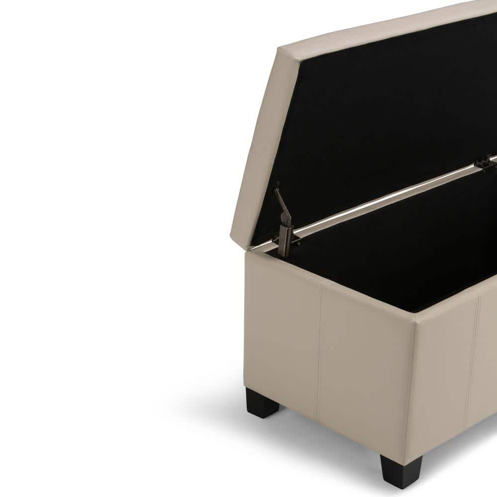 Simpli Home Dover 36"W Upholstered Storage Ottoman Bench with Lift-Top and Large Interior Storage