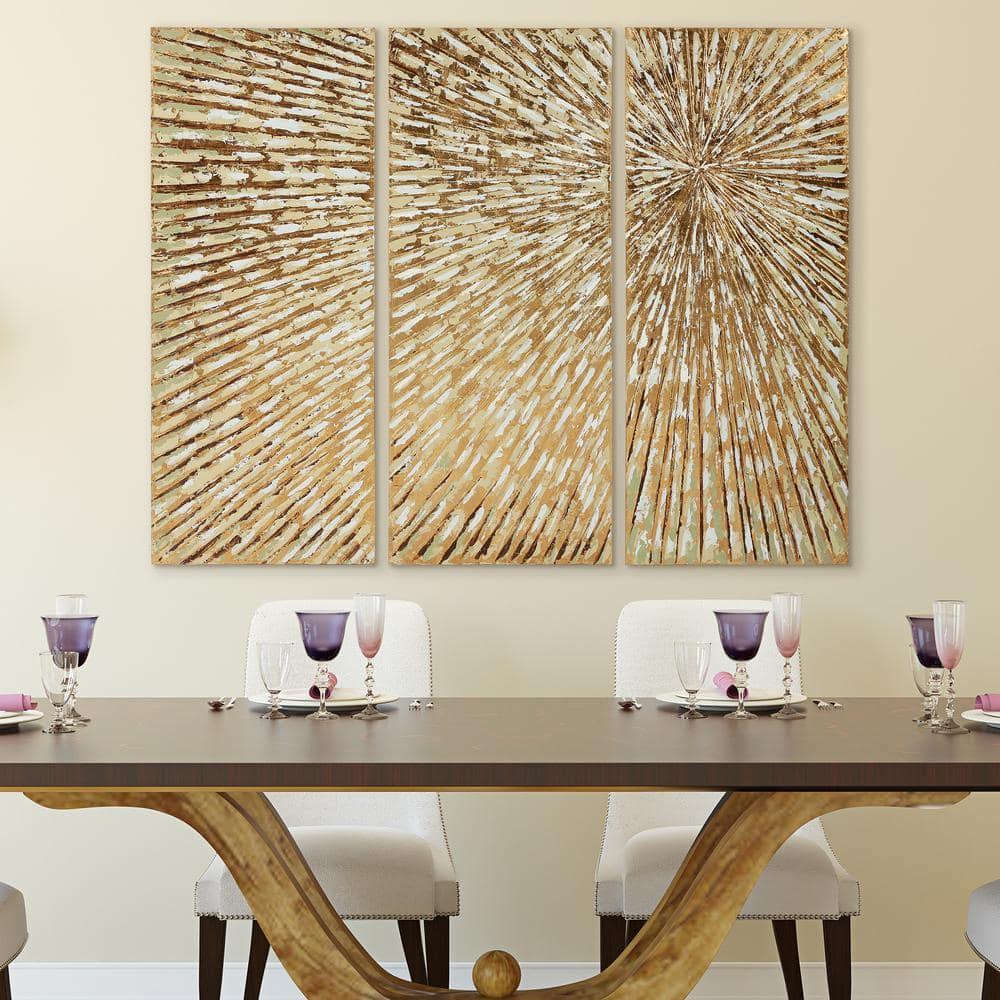 Sunshine Abstract Hand Painted Canvas Wall Art, Set of 3, by Martin Edwards, 48 " x 20 " each.