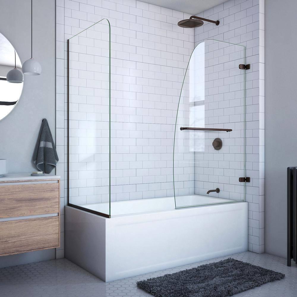 Aqua Uno 56" W x 58" H Hinged Semi-Frameless Tub Door