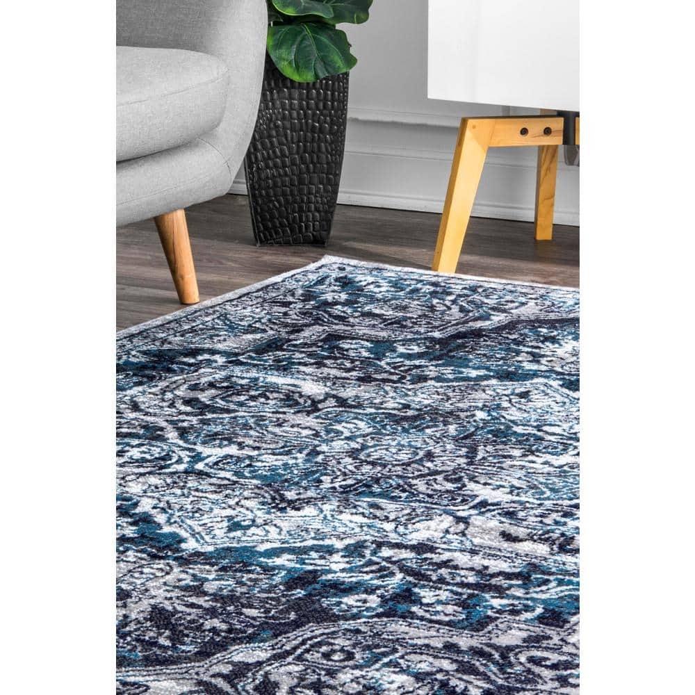 Nuloom Maryanne Geometric 7x9 Indoor Area Rug for Living Room Bedroom Dining Room Kitchen, Blue/Ivory
