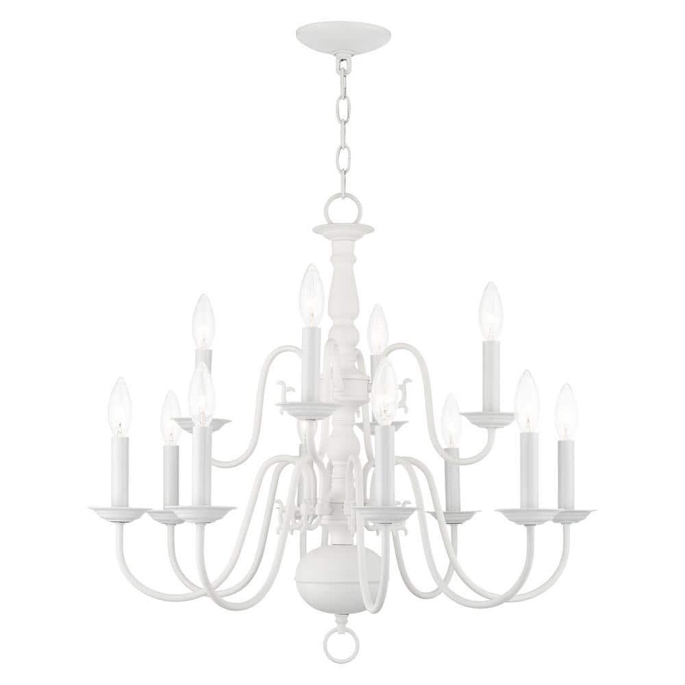 Livex Lighting Williamsburgh 12 - Light Chandelier in  White