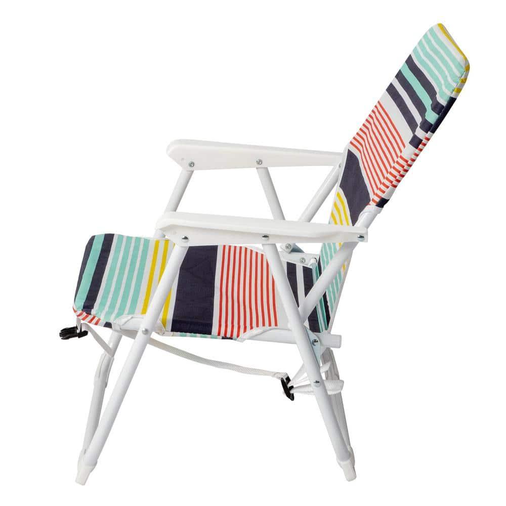 Fithood 56*60*63cm 100kg Oxford Cloth White Iron Frame Beach Chair Color small size