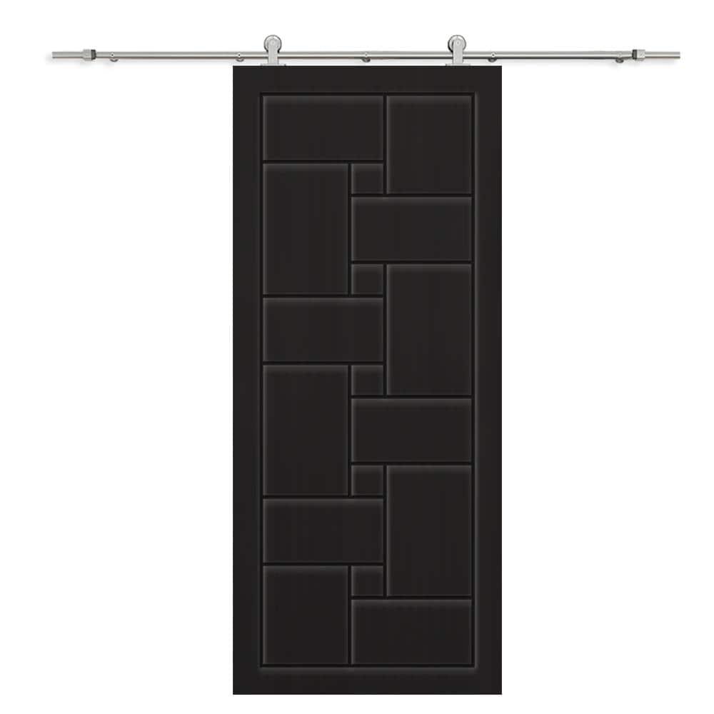 Calhome Paneled Manufactured Wood And Metal Barn Door With Installation Hardware Kit
