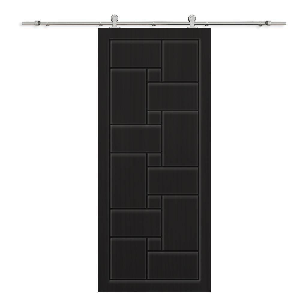 Calhome Paneled Manufactured Wood And Metal Barn Door With Installation Hardware Kit