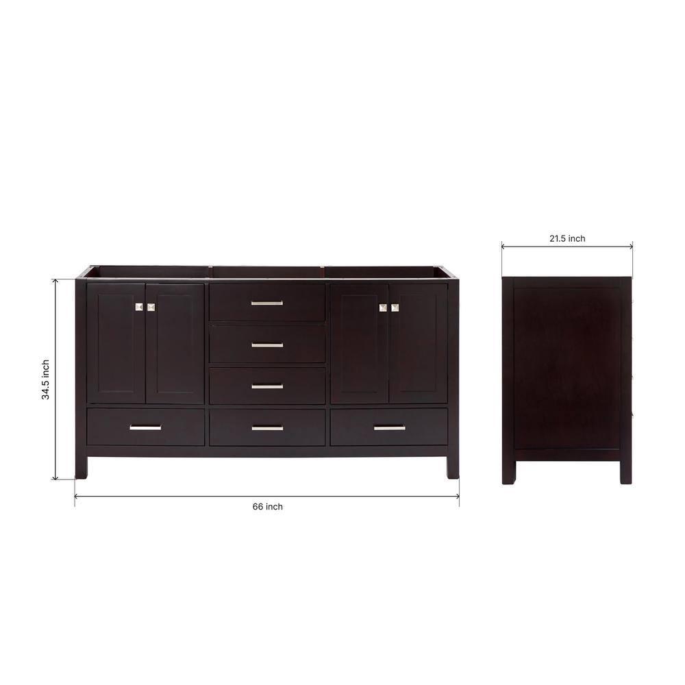 Ariel A067d-Bc Cambridge 66" Double Free Standing Vanity Cabinet Only - Brown