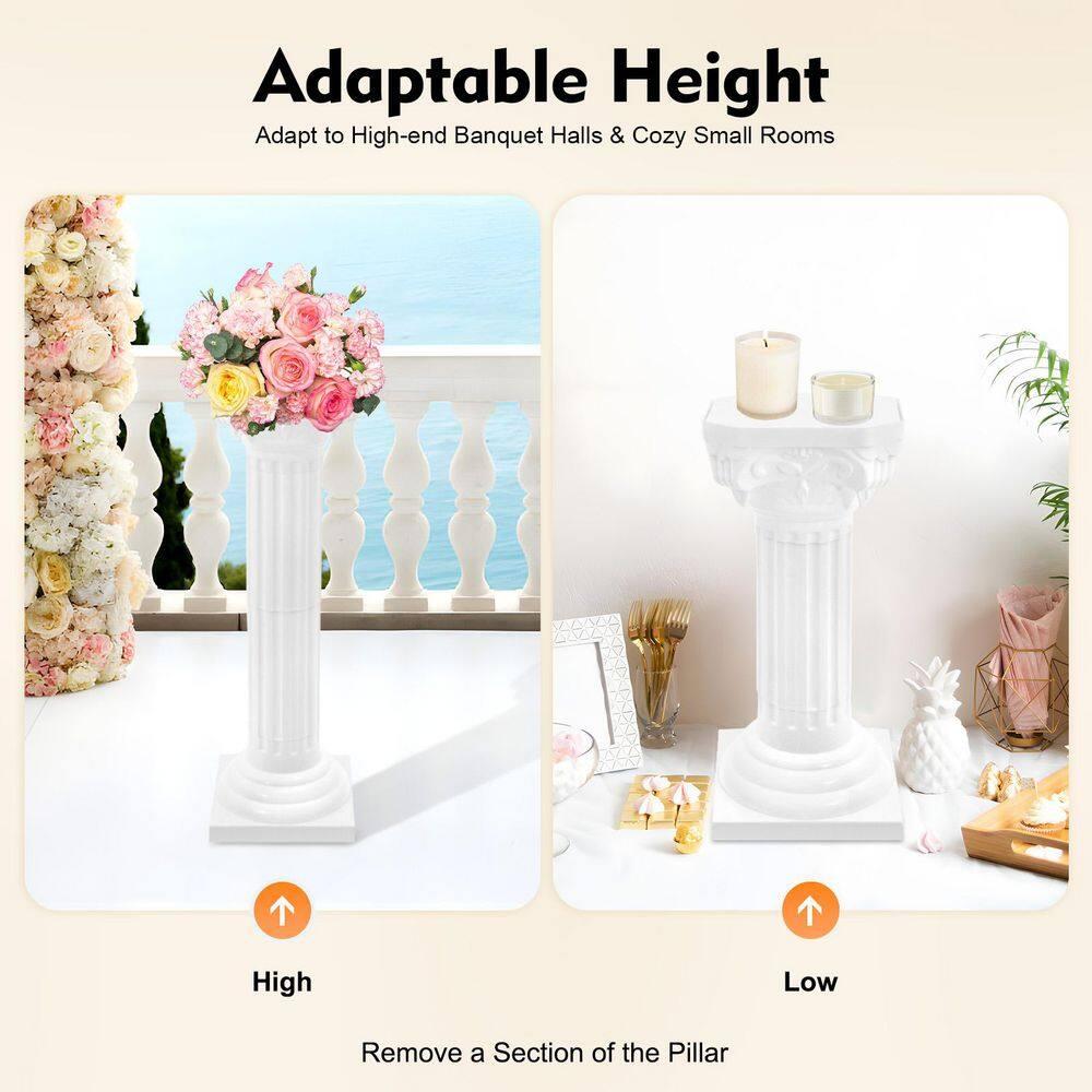2Pcs European Style Roman Columns Wedding Column Stand Roman Pillar Plastic Greek Column Statue Plant Stand Wedding Event Party Decorative Column Pedestal Flower Pot Holder Decor (10.63x34.65 Inch)