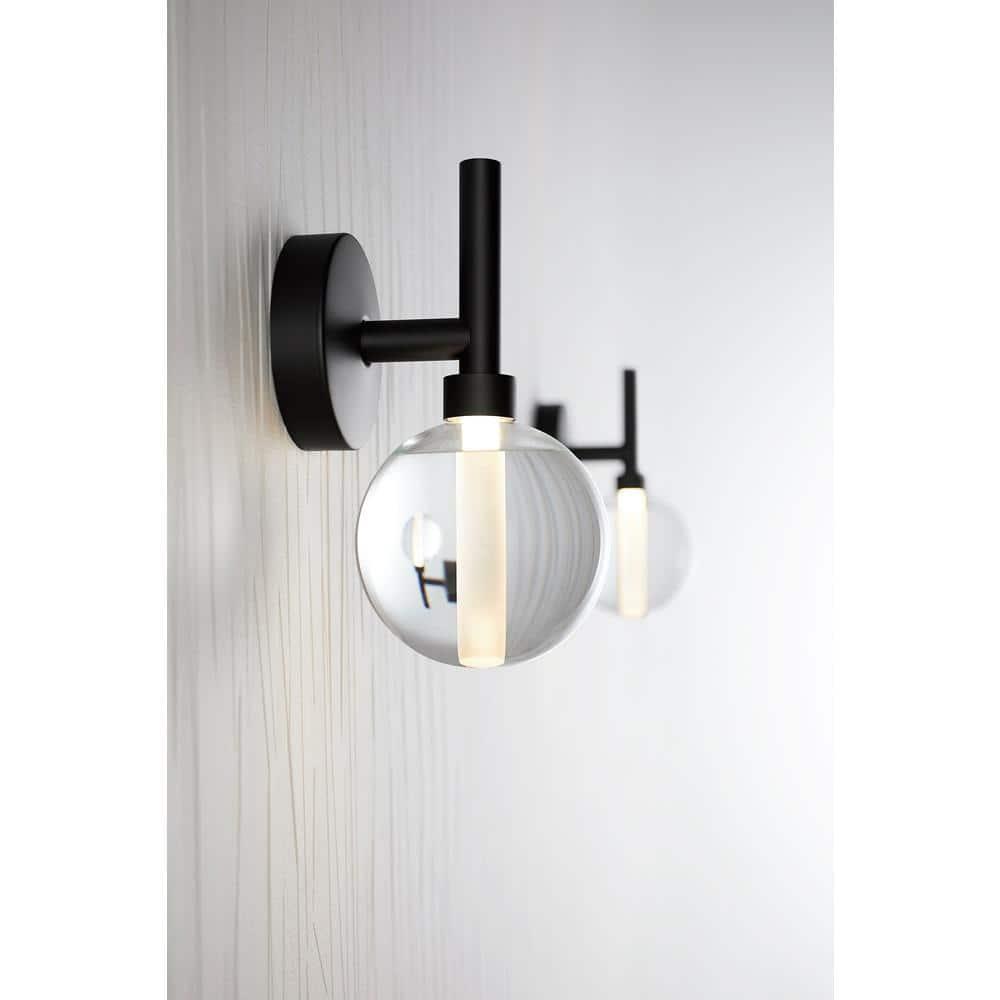 Matte Black Glass Shade Dimmable LED Sconce