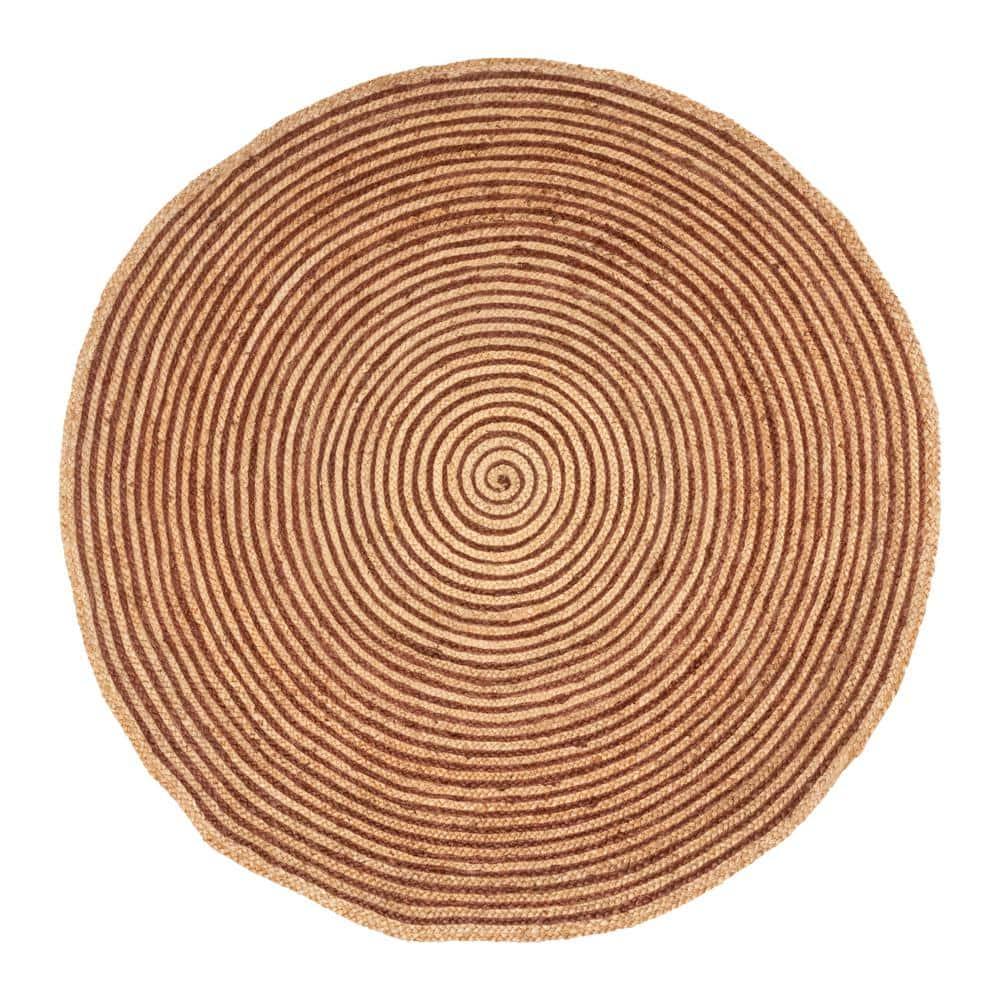 Superior Braided Jute Handwoven Indoor Outdoor Area Rug, 8' Round, Coffee