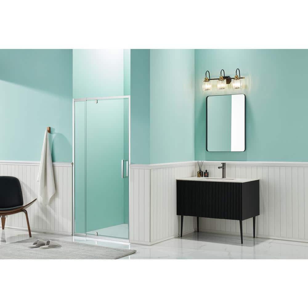36 in.W - 72 in.H Pivot Shower Door with Clear Glass and Stainless Steel Handle