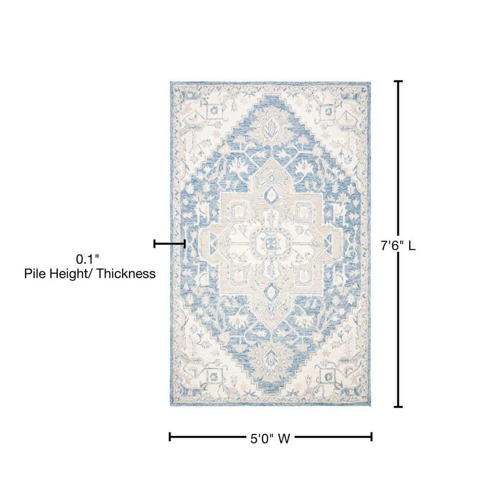 Micro-Loop MLP503 Hand Tufted Area Rug - Blue/Ivory - 5'x8' - Safavieh.
