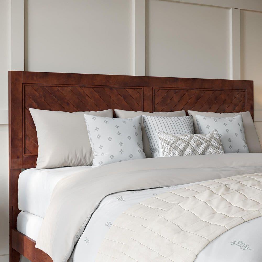 AFI Canyon Walnut Solid Wood Foundation Bed Frame with Matching Footboard, King
