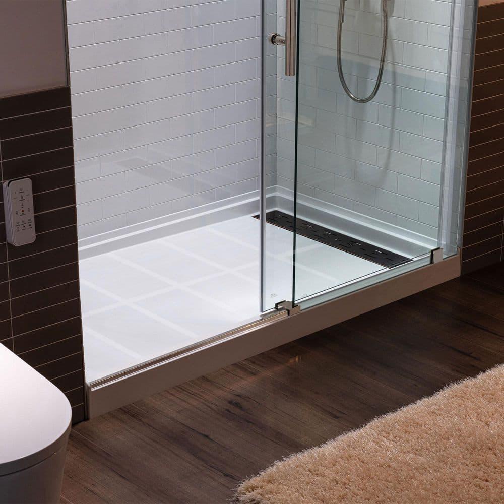 WoodBridge 44-48" W x 80" H Double Sliding Semi- Frameless Shower Door with 5/16"(8mm) Clear Tempered Glass SURFK-4880--CH