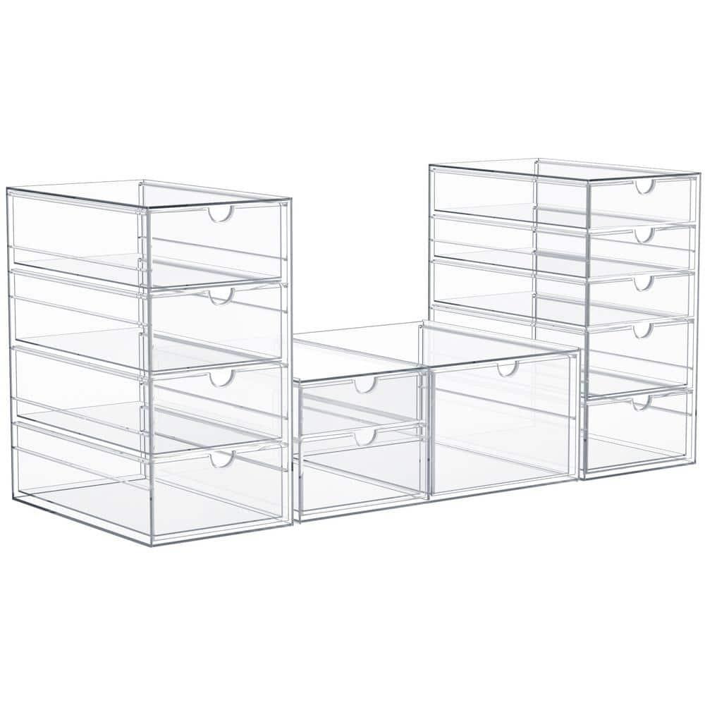 Sorbus Clear 12 Drawers Acrylic Makeup Organizer 3 Pcs Stackable Set