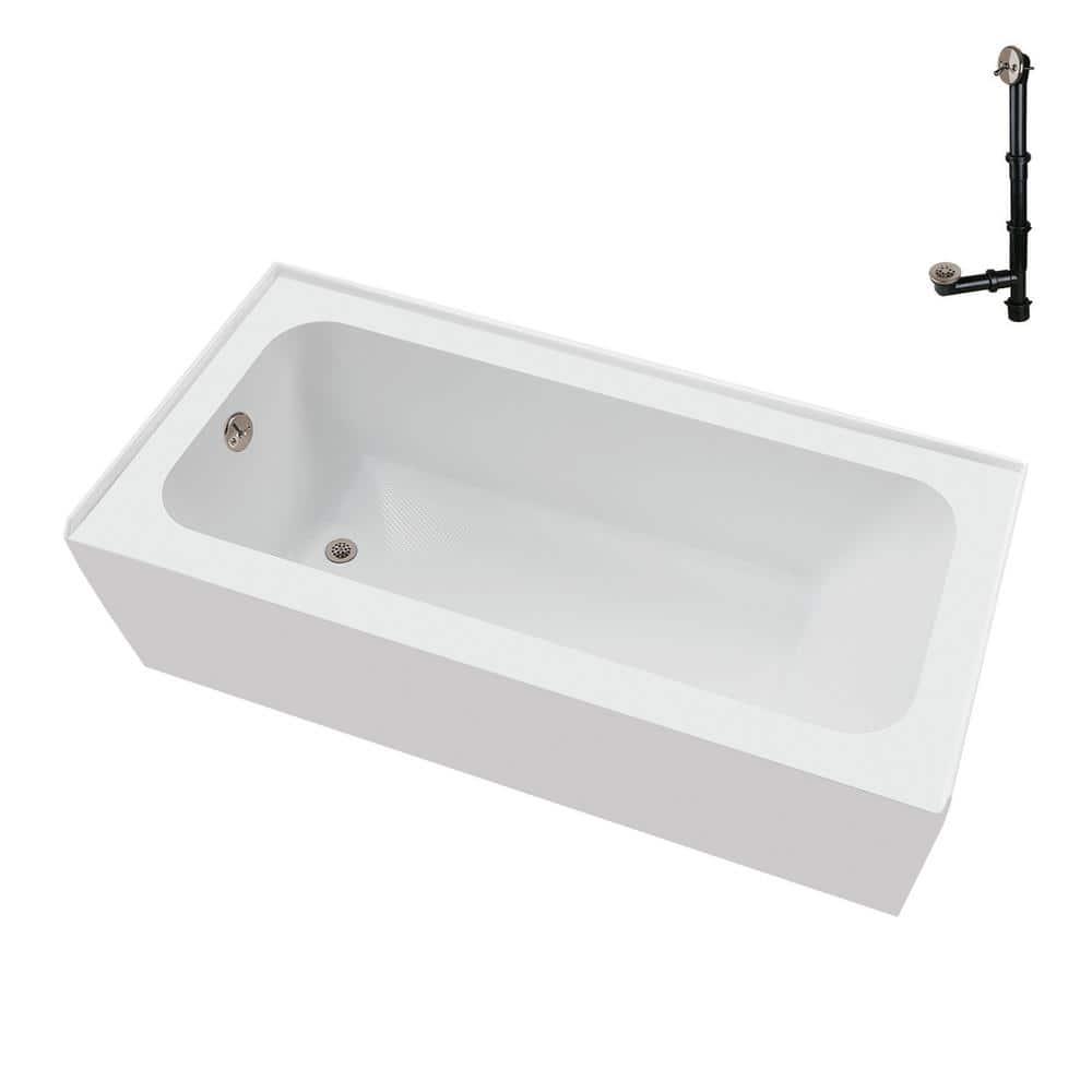 Streamline 60 in. x 30 in. Acrylic Left-Hand Drain Alcove Bathtub in Glossy White With External Drain