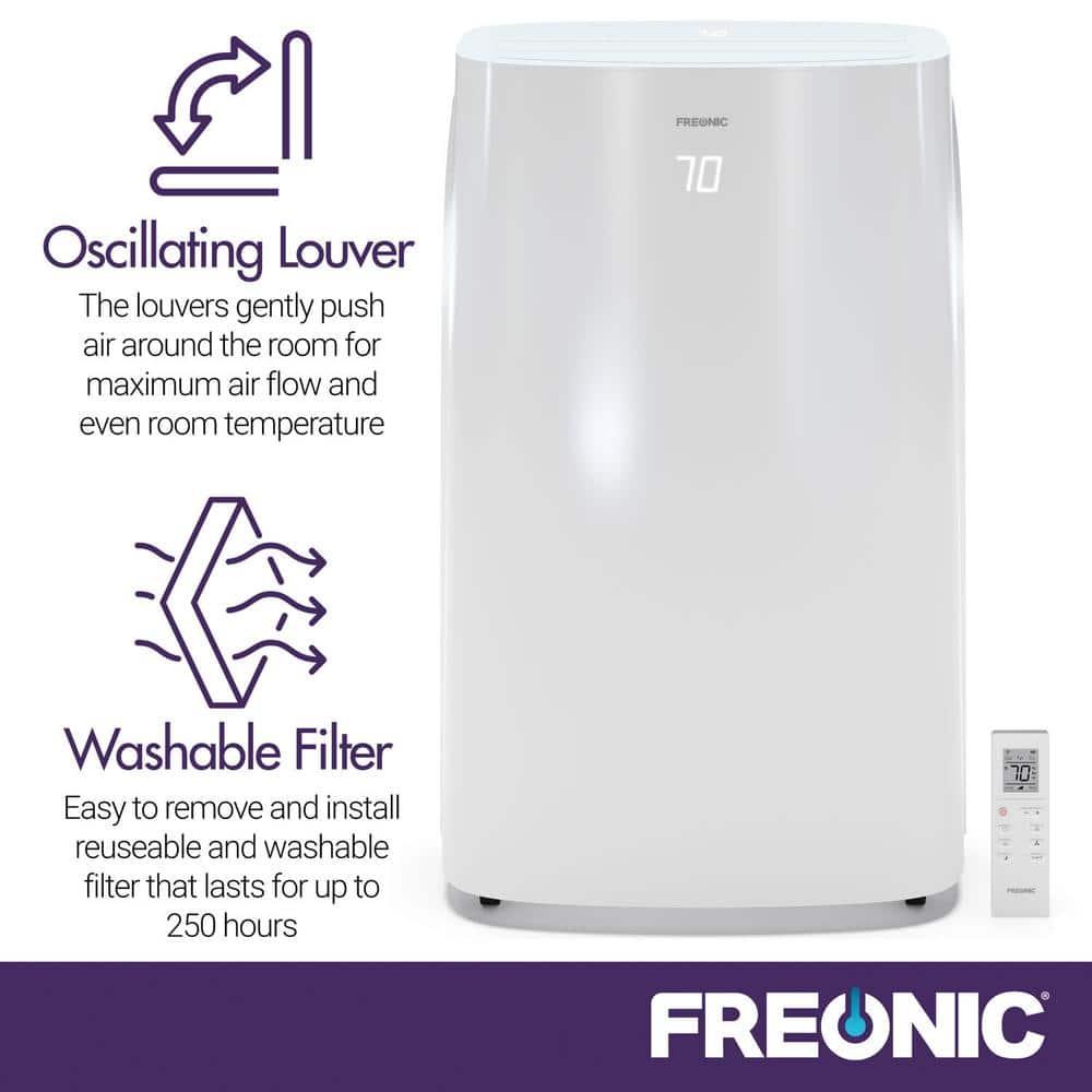 Freonic 14,500 BTU ASHRAE/10,800 BTU DOE 450 sq. ft. Portable Air Conditioner with Remote