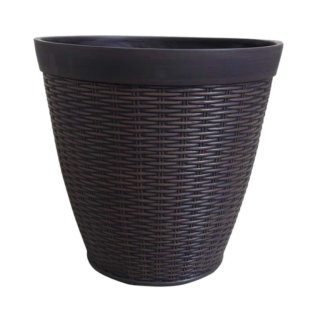 Southern Patio 15" Jamaica Wicker Planter, Dark Coffee - Southern Patio