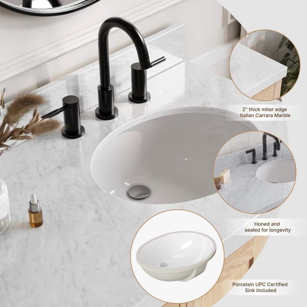Cambridge 72'' Double Bathroom Vanity with Carrara Marble Top
