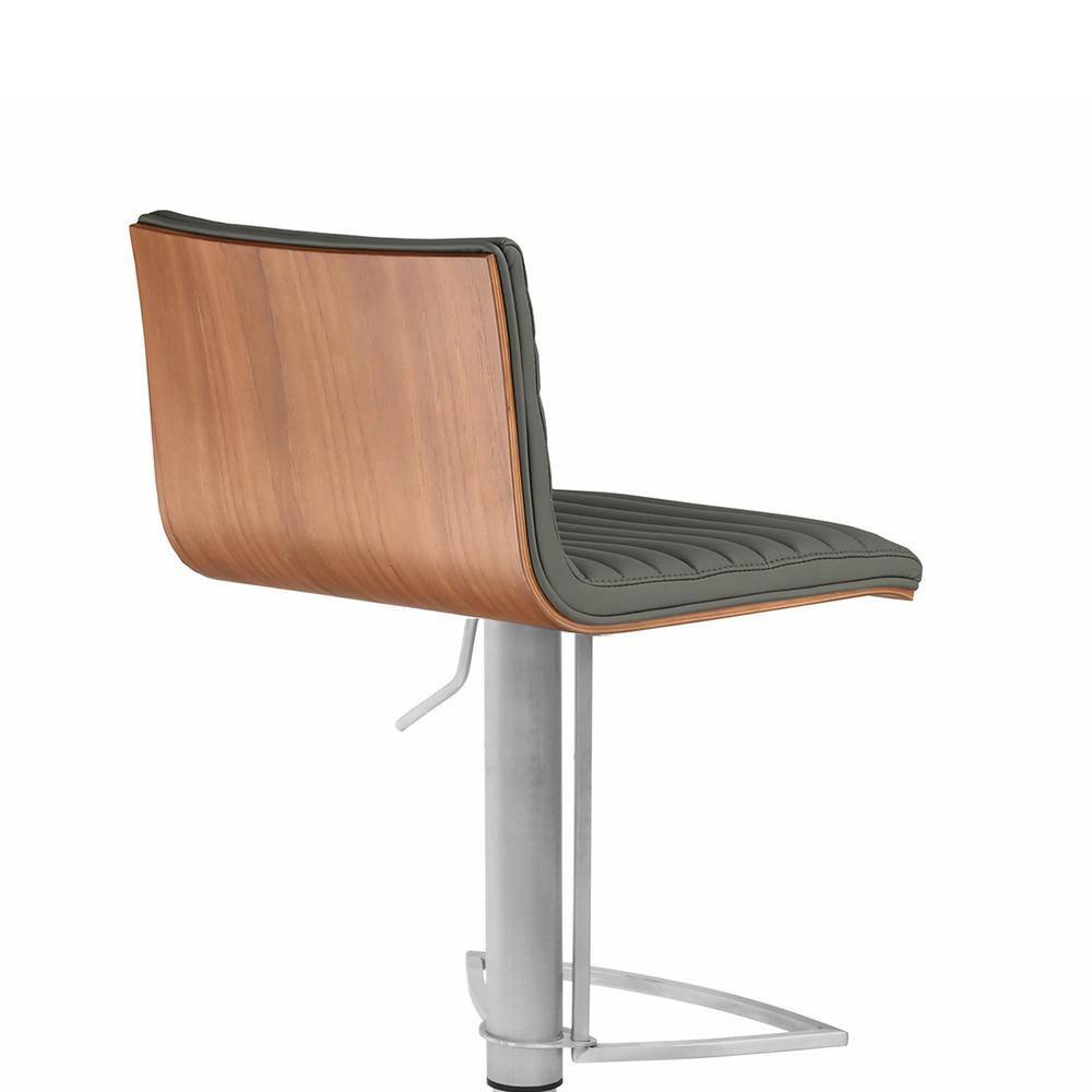 Cafa Adjustable Swivel Walnut Wood and Stainless Steel Metal Bar Stool