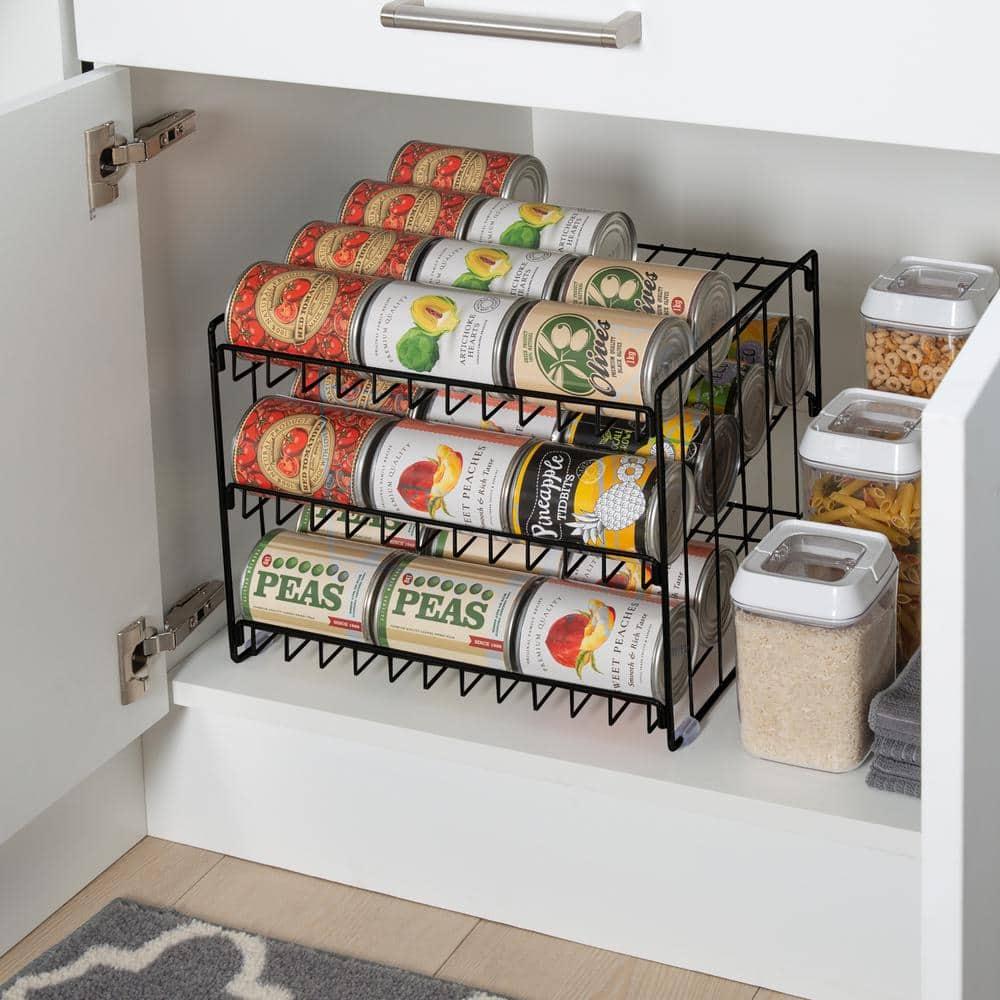 Collections Etc 3-Tier Black Finish Steel Can Storage & Organizer Rack 14.5 X 11.5 X 11