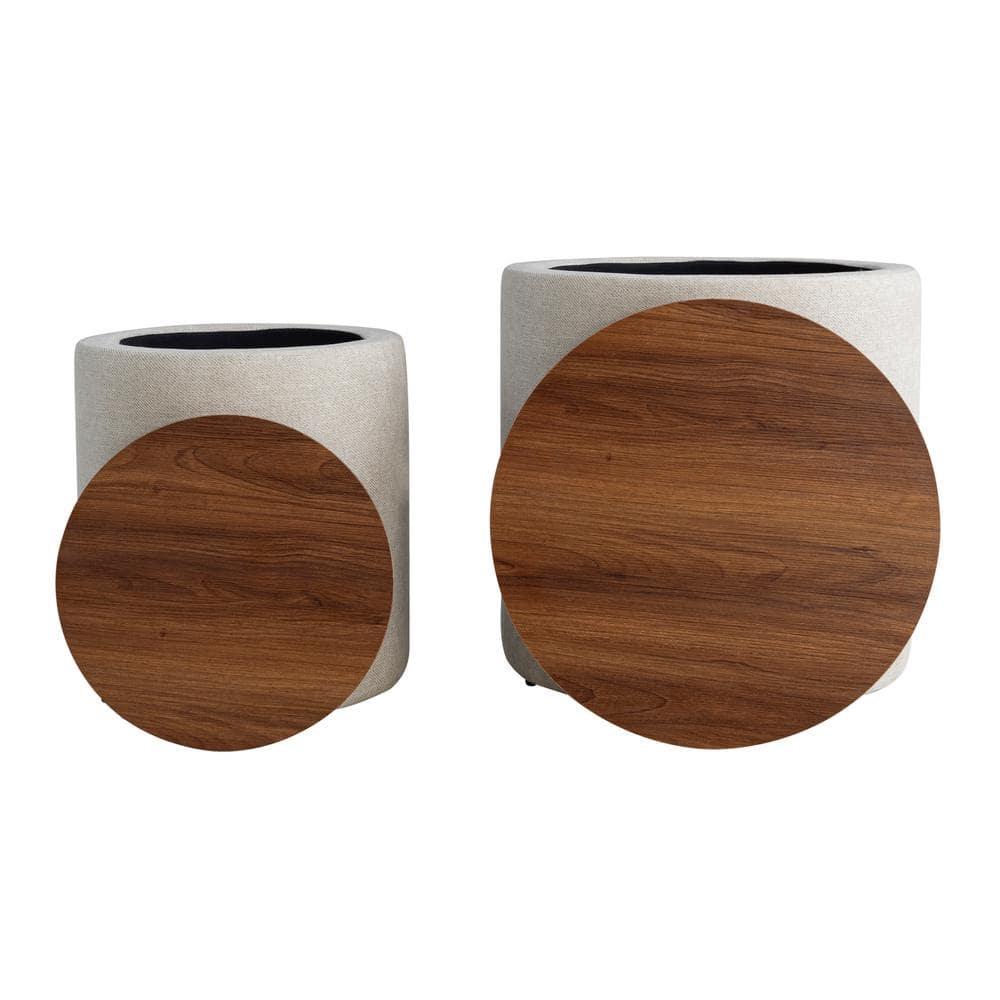 Studio Living Auckland Modern Nesting Storage Ottoman 2-Piece Set, Linen Fabric