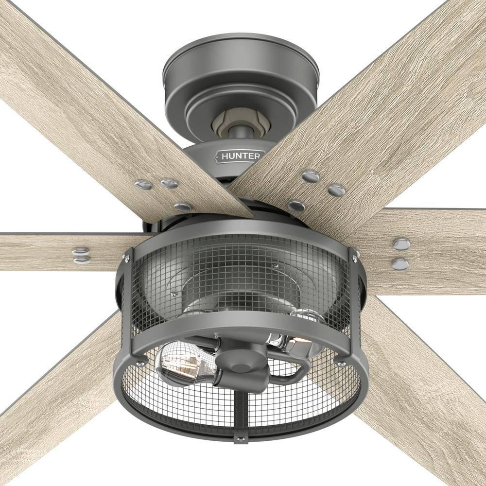 52" Houston 6 - Blade Ceiling Fan With LED Light Kit And Handheld Remote
